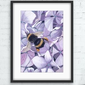 Purple Floral Bee Art Print